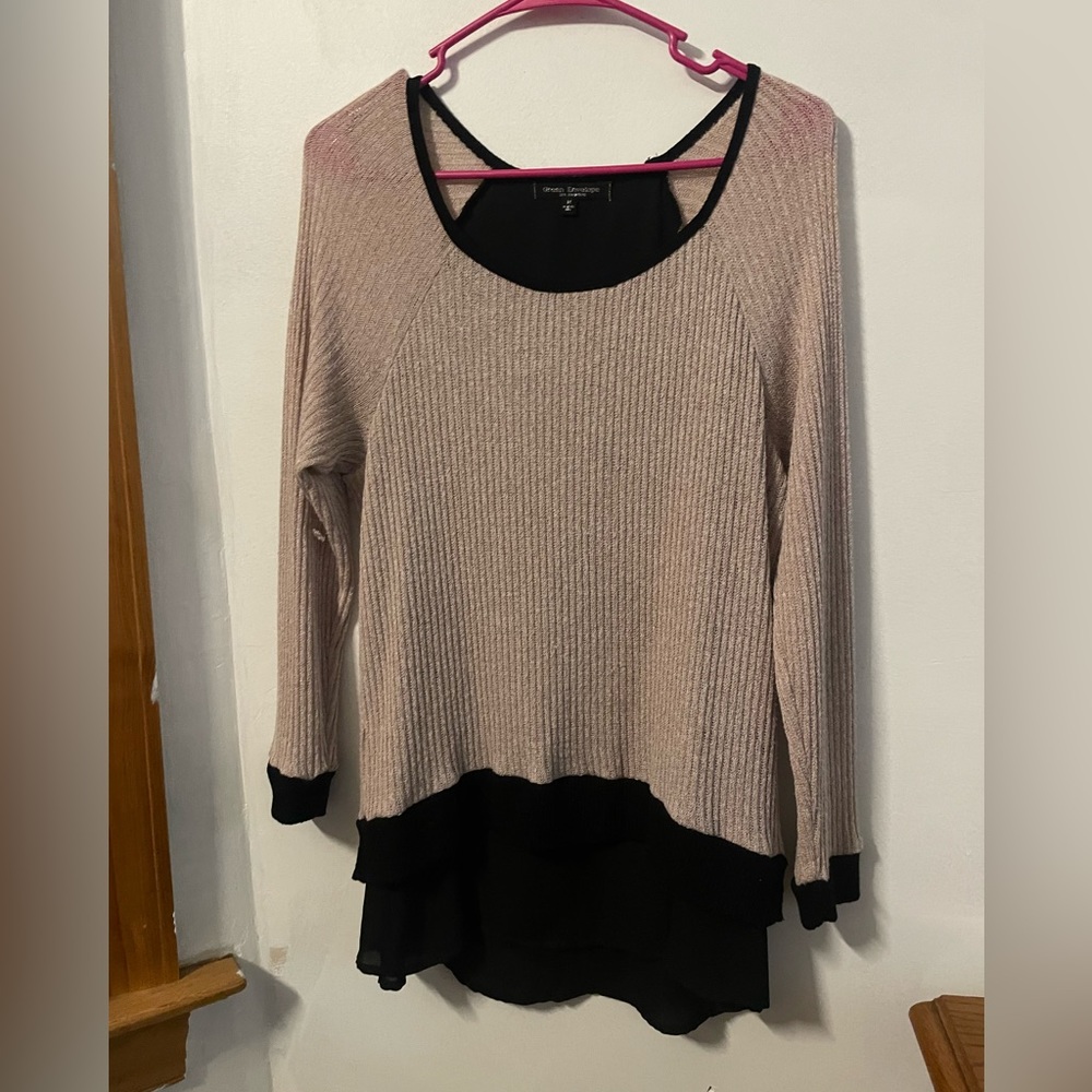 Beige and black medium sweater